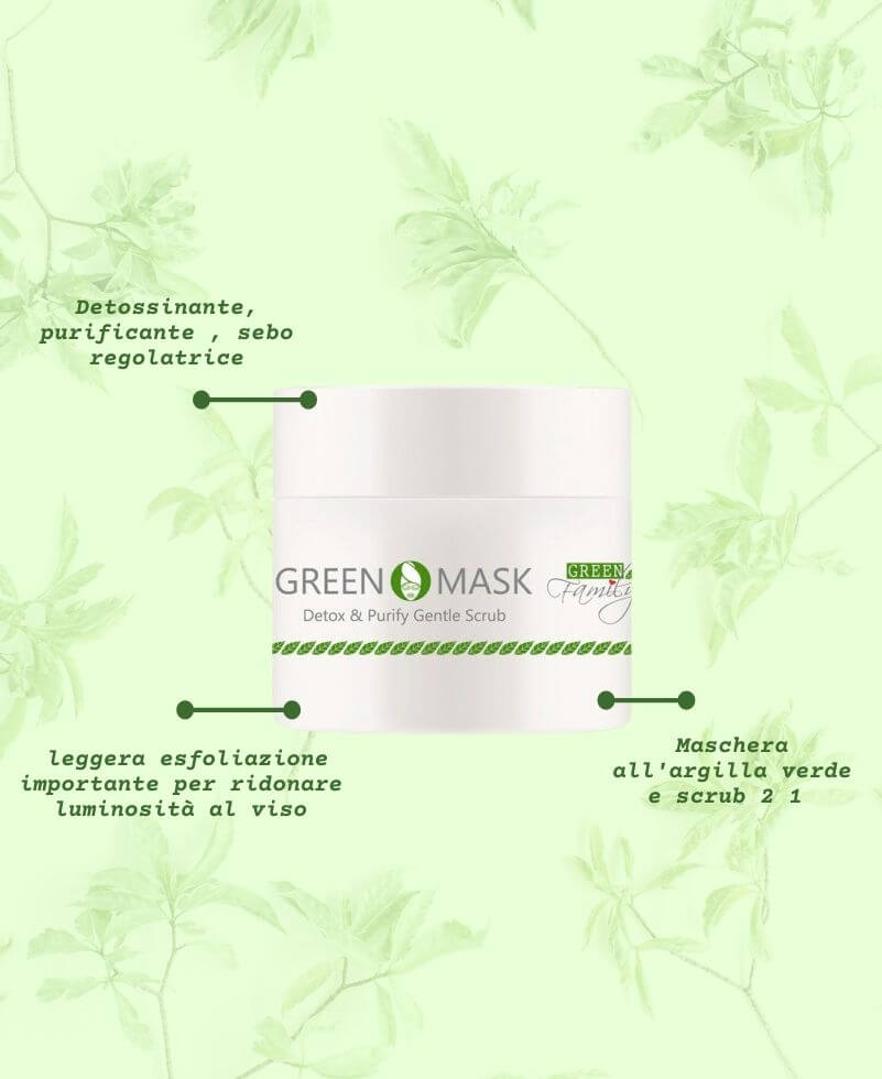 green mask detox & repair purify gentle scrub - green family